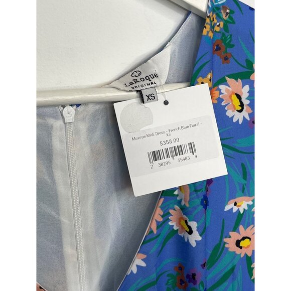 LaRoque Blue Floral Midi Dress XS NWT Ruffle Hem Romantic Cottagecore Boho - Picture 5 of 9
